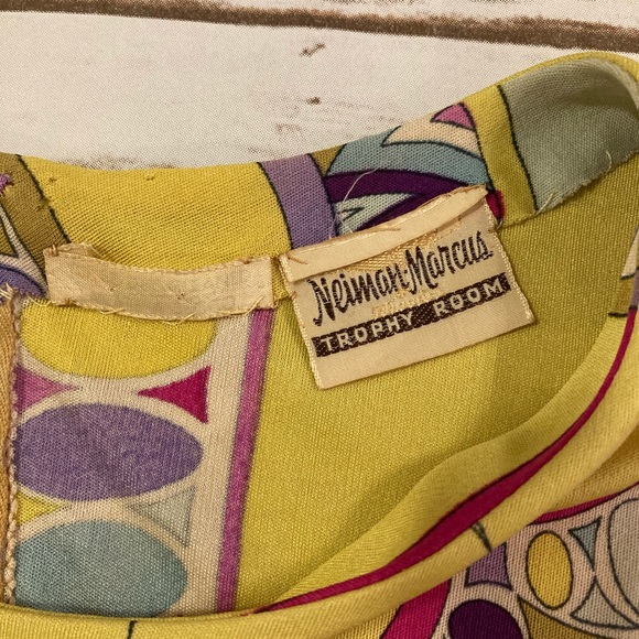 Vintage Neiman Marcus Trophy Room Emilio Pucci Colorful Mod Silk Sheath Dress - Picture 2 of 15